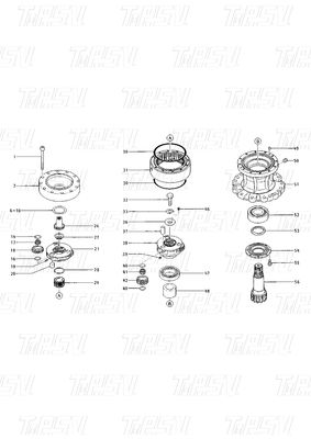 Reduttori di oscillazione di escavatore in colore dipinto 099-0229 Catalogo E120B