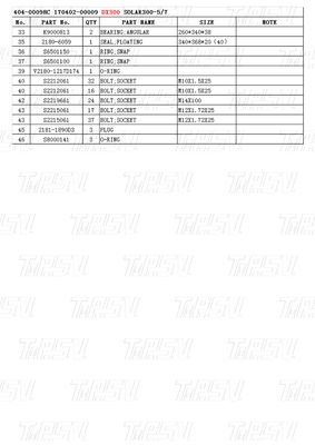 404-00098C 170402-00009 USO DEL VIAGGIO PER DOOSAN CATALOG DX300 SOLAR300-5/7