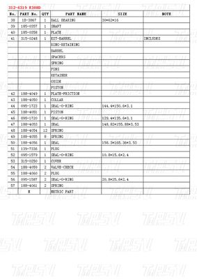 Catalogo colore personalizzato Swing Drive Reducer 312-6319 E308D