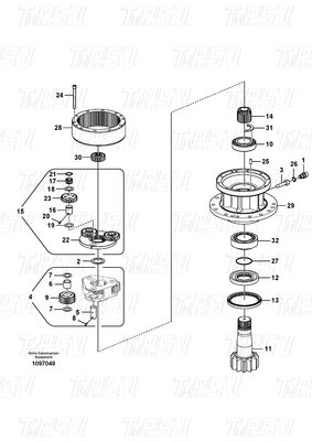 EC140B Reduttore di oscillazione planetaria per escavatore per catalogo Volvo VOE14507900