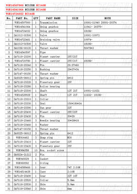 EC140B Reduttore di oscillazione planetaria per escavatore per catalogo Volvo VOE14507900
