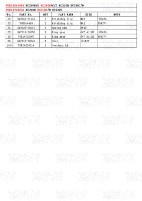 VOE14541069 Reduttori a oscillazione premium per catalogo Volvo EC210B