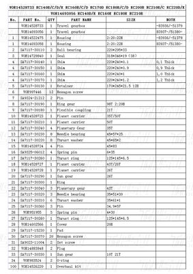 VOE14528733 Escavatore in acciaio a colori personalizzati catalogo di riduttori di azionamento finale planetario con bullone sull'installazione EC210B