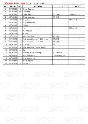 Catalogo della trasmissione per motore di guida idraulica JS220 20/925318