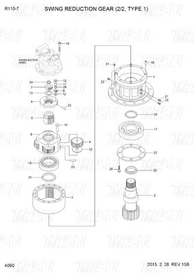 R110-7 Nero OEM Swing Excavator Motor Drive Parts Catalogo 31N4-10140