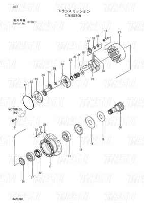 Bolt sul catalogo degli azionamenti oscillatori dell'escavatore EX55UR-3 ZX55UR ZX55UR-HHE 4421990