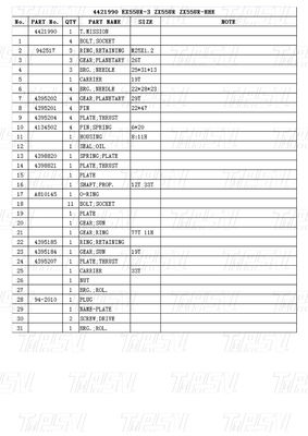 Bolt sul catalogo degli azionamenti oscillatori dell'escavatore EX55UR-3 ZX55UR ZX55UR-HHE 4421990