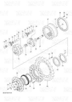 OEM parti di escavatore riduttore planetario Catalogo sistemi di azionamento per macchine / energia / industrie minerarie 9180731 ZX120