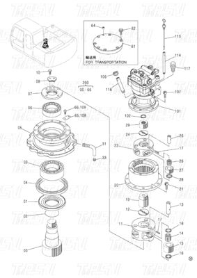 Bolt On Steel Planetary Excavator Swing Gearbox Drive Catalogo 9196343 ZX120