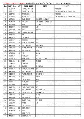 Catalogo dei motori di guida finale per escavatori 9233692 9261222