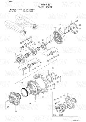 Escavatore nero ZX330 ZX350 ZX360 ZX370 Catalogo motopropulsore di viaggio Unità di propulsione idraulica 9190221 9190222 9212584 9232360