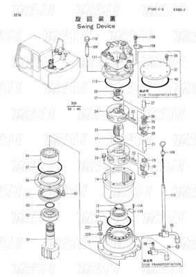 9118328 EX60-3 Swing Drive Catalogue di escavatori Parti motore con riduttore di ingranaggi planetari