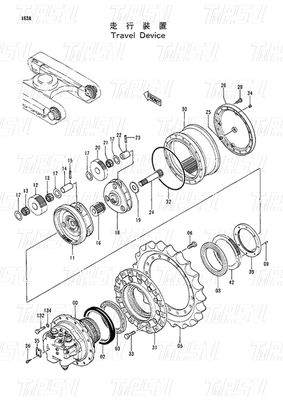 Riduzione planetaria in acciaio EX120-2 Escavatore Motore di viaggio Catalogo 9091652 9116399 9116400 9116401