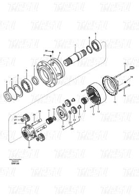 Imballaggio di scatole di legno VOE14619955 VOE14630401 EC360B Catalogo della trasmissione a oscillazione dell'escavatore con colore nero
