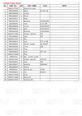 SA8230-27000 EC360 Catalogo dei motori a oscillazione per escavatori Nero