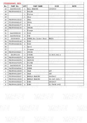 Varia a seconda del modello PY53D00004F1 SK55 Catalogo di azionamento di escavatori