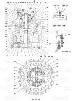 Servizi di riparazione di macchine YN15V00037F2 SK210-8Escavatori Viaggi Drvie Catalogo Parti per il trasporto Imballaggio Scatola di legno