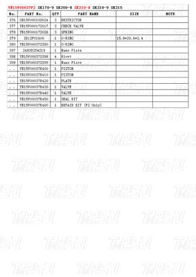 Servizi di riparazione di macchine YN15V00037F2 SK210-8Escavatori Viaggi Drvie Catalogo Parti per il trasporto Imballaggio Scatola di legno