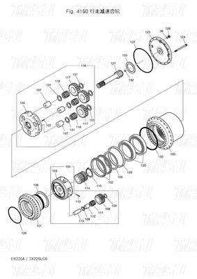 Acciaio pesante K9007404 170402-00028 DX225 Excavator Travel Drive Catalogo Excavator Travel Motor