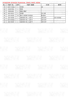 K1002518B K1002518 K1002518A 130401-00021 DX300 Swing Drive Catalogo di escavatori con diversi modelli di escavatori Capacità