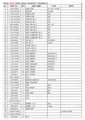 K1003134 DX300 Excavator Travel Drive Catalog Bolt On Steel Assemblies con riduttori planetari