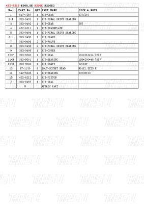 452-6213 E306E Escavatore Travel Drive Catalogo Bolt-on