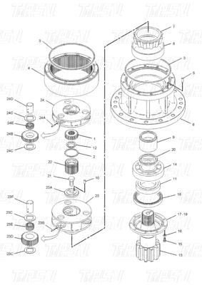 Calmo e liscio scavatore di acciaio swing Travel Drive Gearbox con riduttore planetario