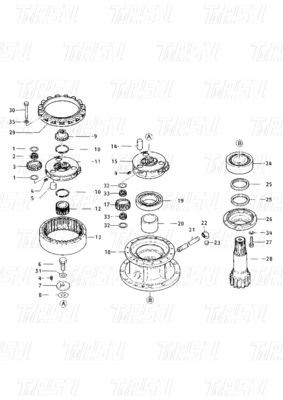 099-3553 E200B Catalogo di parti per scavatori a motore oscillante