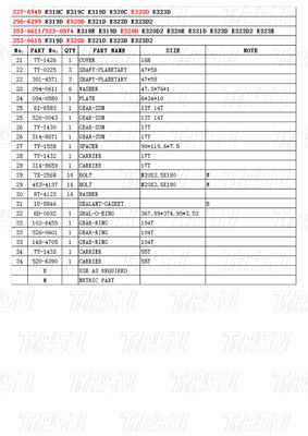 OEM Acciaio 227-6949 296-6299 353-0611 523-0574 353-0615 E320D Escavatore Travel Drive Catalogo Assemblaggio di cambio