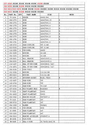OEM Acciaio 227-6949 296-6299 353-0611 523-0574 353-0615 E320D Escavatore Travel Drive Catalogo Assemblaggio di cambio