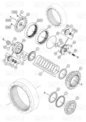 OEM Acciaio 227-6949 296-6299 353-0611 523-0574 353-0615 E320D Escavatore Travel Drive Catalogo Assemblaggio di cambio