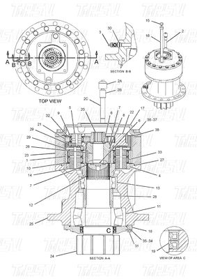 Negro 191-2693 E325C Swing Drive per escavatori Catalogo Bolt-on In stock Swing Drive idraulico