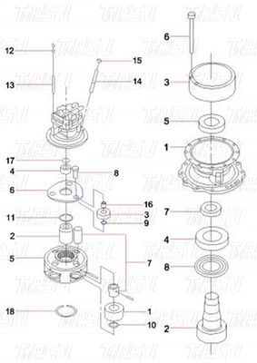 Good price 60042755 SY365C Swing Drive Catalogo del motore dell'escavatore in linea